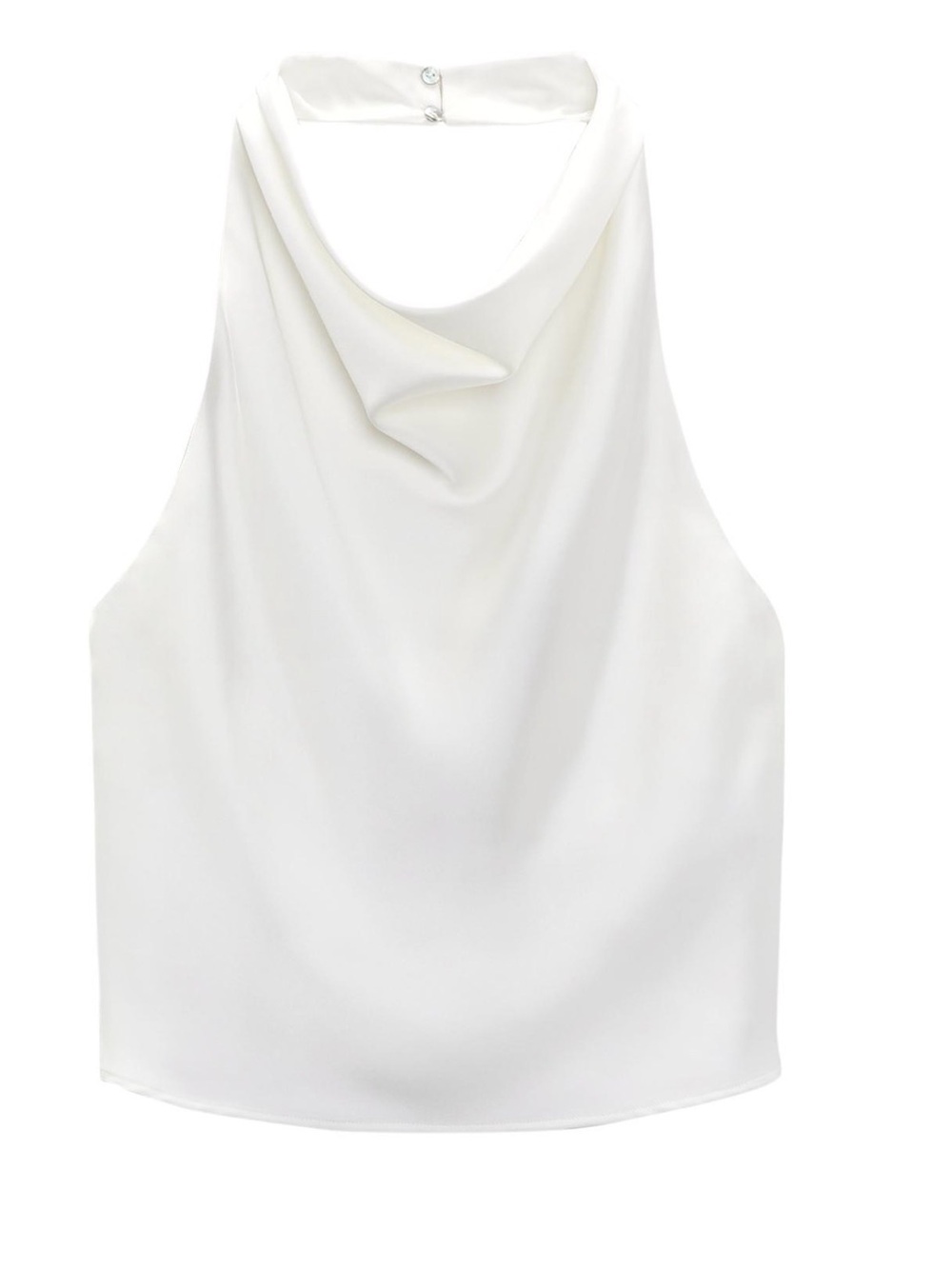 Zara White Draped Halter Cowl Neck Camisole